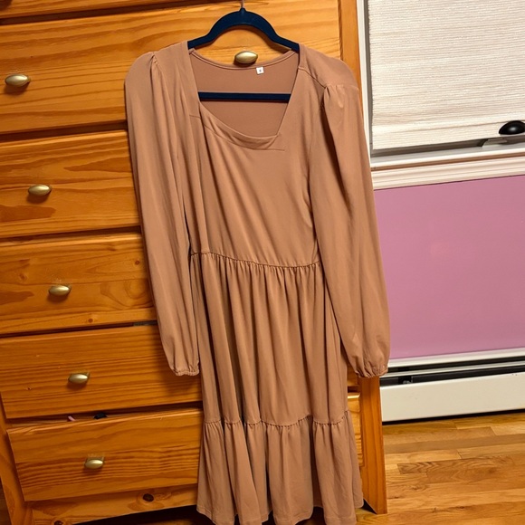 Amazon Dresses & Skirts - Amazon Tan Long-Sleeve Dress